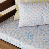 Block Printed Cot Sheet 60x90, Jellyfish & Starfish, Blue - Eyaas